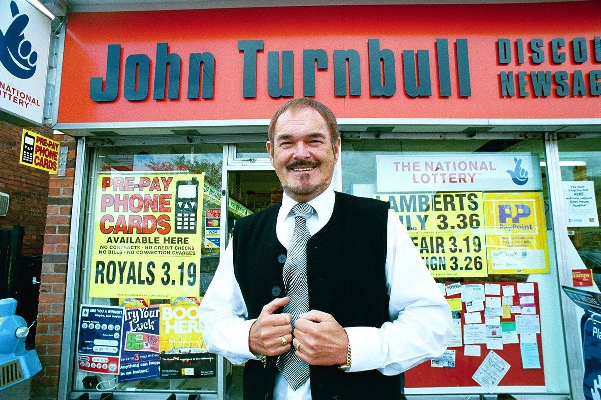 John Turnbull outside his shop in Hull Road, Anlaby