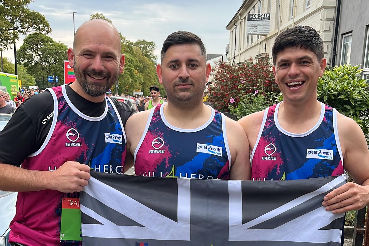 Adam (left) alongside Liam and Lee will run the Great North Run in September